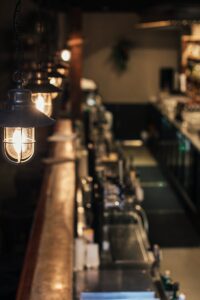 Interior of cafe with counter